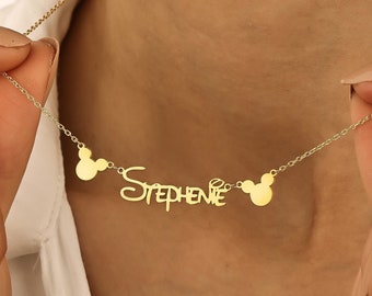Kids Disney Font Necklace, Custom Name Plate Covering Necklace,Disney Font Name Necklace,Kids Name Necklace, Gift for Kids,Disney Trip Gift