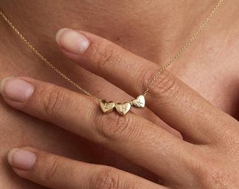 Custom Tiny 3D Initial Heart Charm Necklace, Heart Initial Necklace, Engraved Letter Necklace,Minimalist Gold Letter
