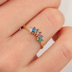 Multi Family Birthstone Ring, Birthstone Jewelry, Mother's Birthstone Ring,Personalized Mother Ring, Christmas Gift,Mother's Day Gift