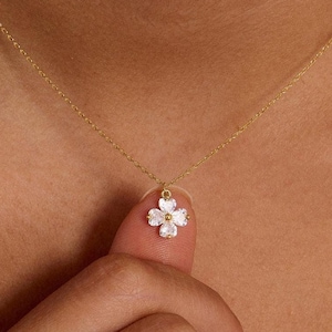 Diamond Four Leaf Clover Necklace,4 Leaf Clover Necklace,Clover Pendant,SilverFour Leaf Clover Necklace,Lucky Clover Necklace,Christmas Gift