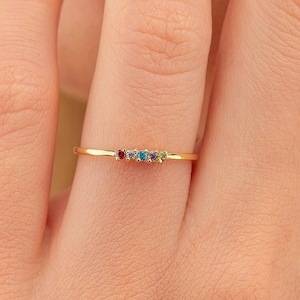 Dainty Birthstone Ring, Family Birthstone Rings,  Personalized Gift For Friend,  Birthstone Jewelry, Christmas Gift, 2,3,4,5 Stones Ring