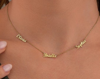 COLLAR DE NOMBRE de Familia, collar de nombre múltiple, collar de nombre de niños de plata, joyería personalizada de doble nombre nueva mamá