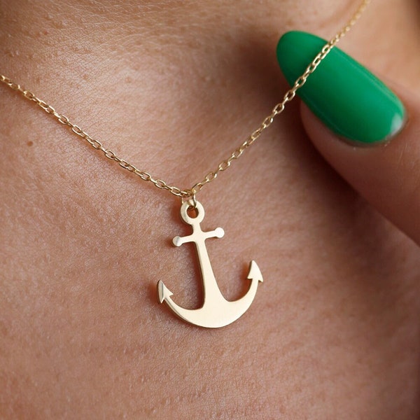 Delicate Anchor Choker Necklace, Small Anchor Necklace, Handmade Jewelry, Christmas Gift, Beachy Jewelry,Captain's Gift