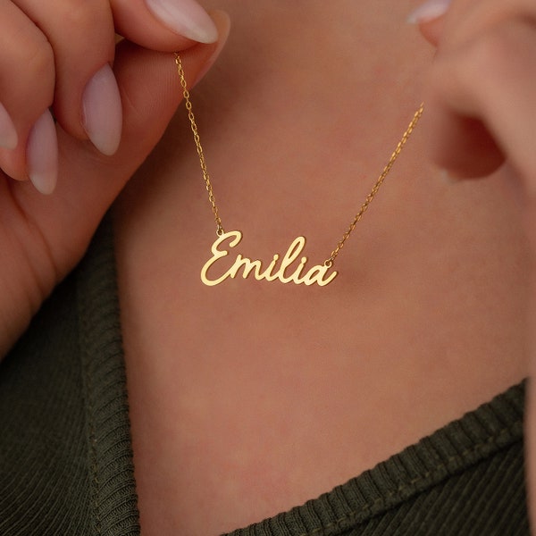 Solid Gold Name Necklace - Etsy