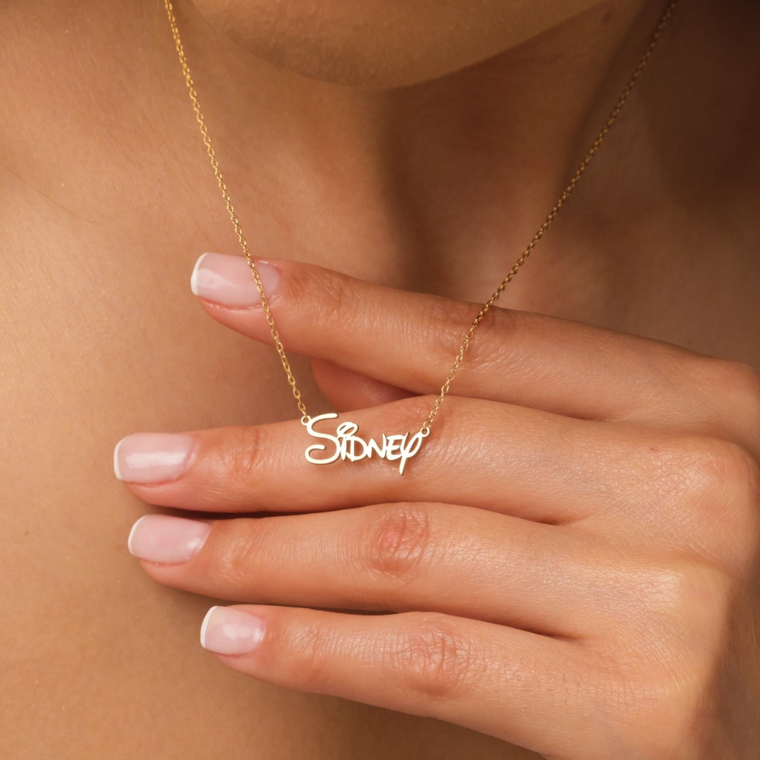 Personalized Disney Font Necklace, Disney Font Name Necklace,Customized Nameplate Plated,Children Name Necklace,Christmas Gift,