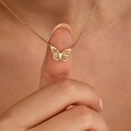 Dainty Butterfly Necklace,18K Gold Butterfly Necklace,Minimalist Butterfly Necklace,The Best Gift for Mother,Christmas Gift,Bridesmaid Gift