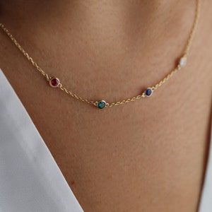 Collier personnalisé avec pierres de naissance, bijoux avec pierres de naissance, collier avec plusieurs pierres de naissance, collier familial avec pierres de naissance, cadeau de Noël image 3