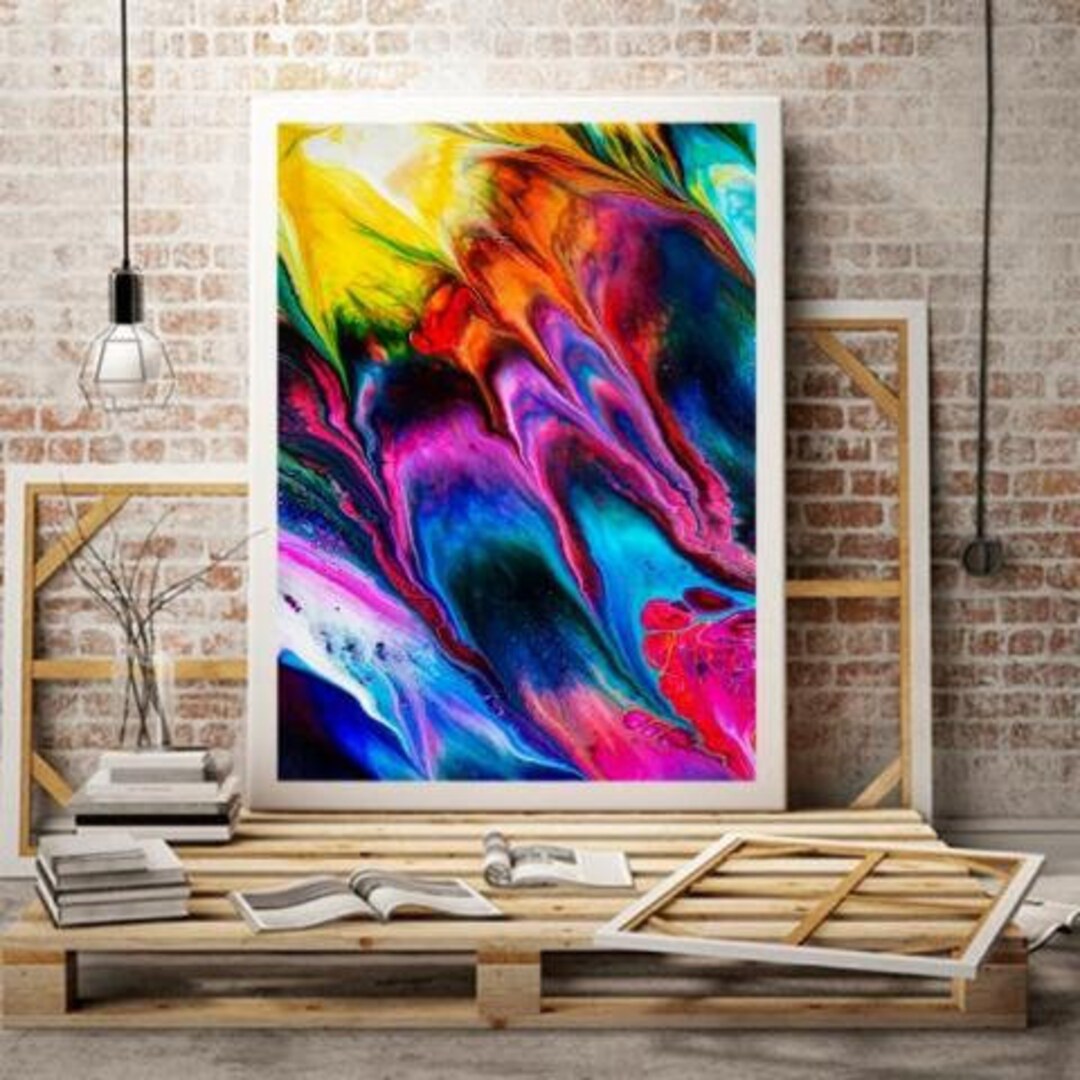 PSYCHEDELIC SUPERNOVA Abstract Painting on Large Canvas Modern Print on  Wall Art for Home or Office Decor by J. D. Hughes 