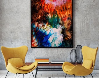 A BEAUTIFUL MESS Abstract Painting On Large Canvas Modern Print On Wall Art For Home or Office Decor by J. D. Hughes