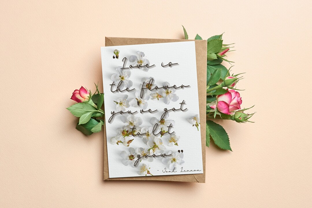 Printable 'love is the Flower You've Got to Let Grow' Anniversary Card