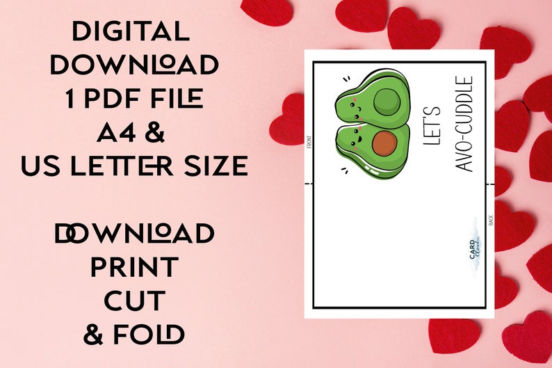 Printable 'let's Avo-cuddle' Anniversary Card I Love You Food ...