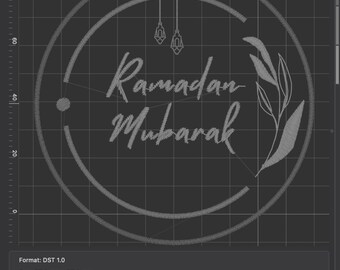 Digital, Ramadan Mubarak, lykta, blommig, mandala halvmåne maskinbroderidesign, PES-, JEF- och DST-format 1 storlek