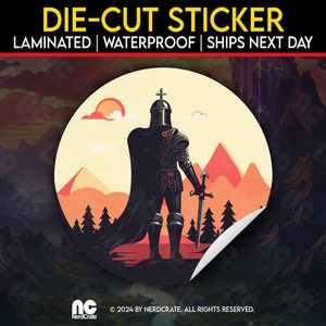 Waterproof Sticker, Die-Cut Sticker, Sticker, Fantasy Sticker, Decal for Laptop, Knights, Black Knight, Decal for Tumbler, Medieval Knight
