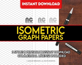 Isometric Graph Paper, Digital Isometric Grid Paper, PDF for US Letter, Dungeon Map Grid Paper, DnD, RPG, Printable Graph Paper, Tabletop