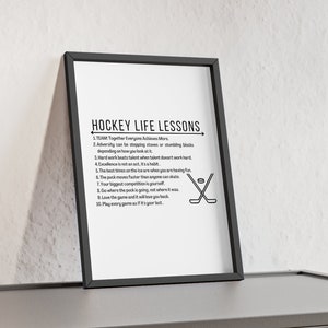 Wydruk hokeja, plakat hokejowy, sztuka ścienna hokeja, hokej na lodzie, wystrój hokeja, sztuka hokeja, znak hokeja, prezenty hokejowe, prezent hokejowy dla dzieci, lekcja życia