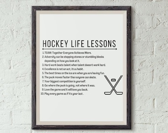 Hockey Life Lessons Poster: Inspirational Kids Wall Art (Digital Download)