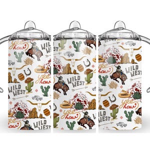 Digital Western 300dpi 12oz Kids Sippy cup Tumbler Wrap PNG/12oz Kids Sublimation/Digital 12oz/Cowboy/Horse/Cactus/Pattern/Boys/Cow Skull