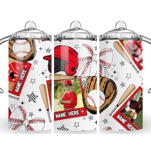 Digital Baseball 300dpi 12oz Kids Sippy cup Tumbler Wrap PNG/12oz Kids Sublimation/Photo/Sports/Ball/Bat/Customize/Personalize/Bow/Pattern