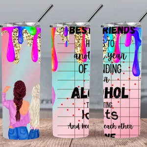 Best Friends Neon Rainbow 300dpi 20oz STRAIGHT Skinny Tumbler Wrap/30oz Tumbler Sublimation/Digital 20oz 30oz Tumbler /Alcohol