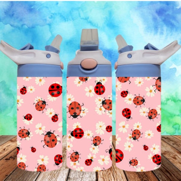 Lady Bug 300dpi 12oz Kids Flip top Sippy cup Tumbler Wrap PNG /12oz Kids Sublimation/Digital 120z Tumbler/Animal/Flowers/Girly