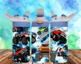 Monster Trucks 300dpi 12oz Kids Flip top Sippy cup Tumbler Wrap PNG /12oz Kids Sublimation/Digital 120z Tumbler/Track/Transport