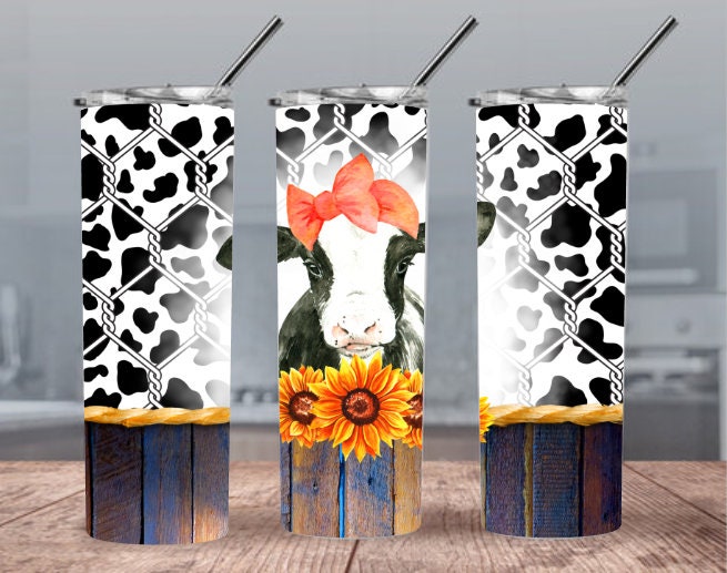 Cow 300dpi 20oz STRAIGHT Skinny Tumbler Wrap/30oz Tumbler Sublimation/Digital 20oz 30oz Tumbler/Cog Hide/Farm Animal/Farming/Milk Cow