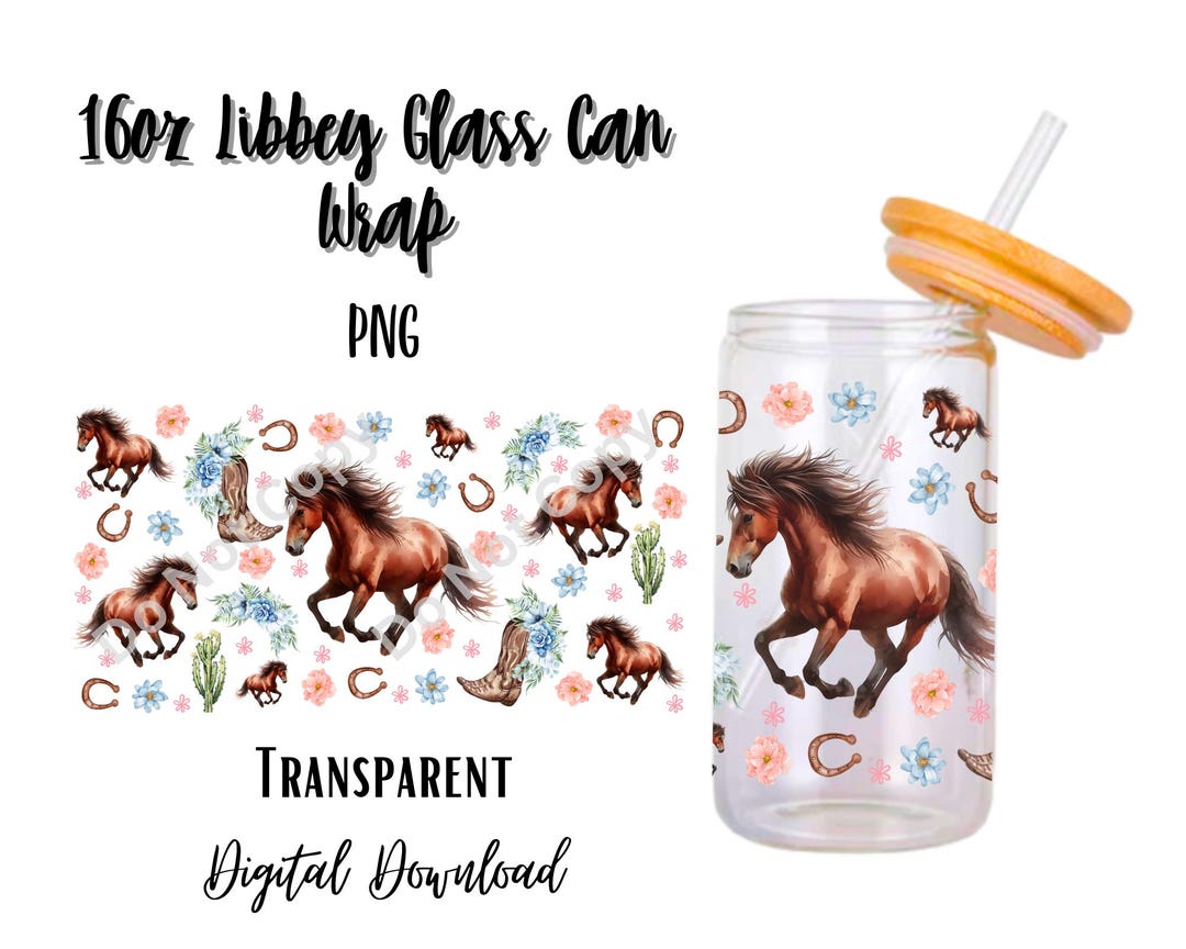 Brown Horse 16oz Libbey Glass Can Tumbler Sublimation Design/design ...