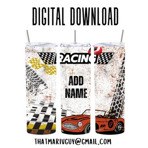 Digital Race Day Vides 300dpi 20oz STRAIGHT Skinny Tumbler Wrap/30oz Tumbler Sublimation/Digital 20ozTumbler/Cars/Racing Track/Leopard Print