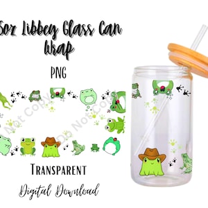 Frogs 16oz Libbey Glass Can Tumbler Sublimation Design - Design Digital Download PNG/Animal/Add Text/Personalized/Green