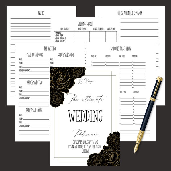 Wedding planner printable/Printable wedding planner kit/Wedding binder template/ Wedding planning book/wedding planner organizer/Wedding PDF