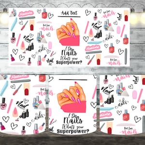 Digital Nail Artist 300dpi 11oz, 12oz & 15oz mok wrap/mok sublimatie/digitale mok bestand/mok sjabloon/nagellak/gel/acryl/kunst
