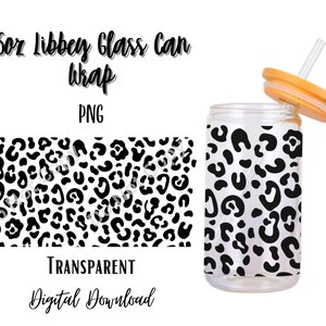 Leopard Print 16oz Libbey Glass Can Tumbler Sublimation Design - Design Digital Download PNG/Animal/Cat/Skin