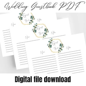 Printable Wedding Guest Book Pages/wedding Guest Book/guest Book Printable Template/instant ...