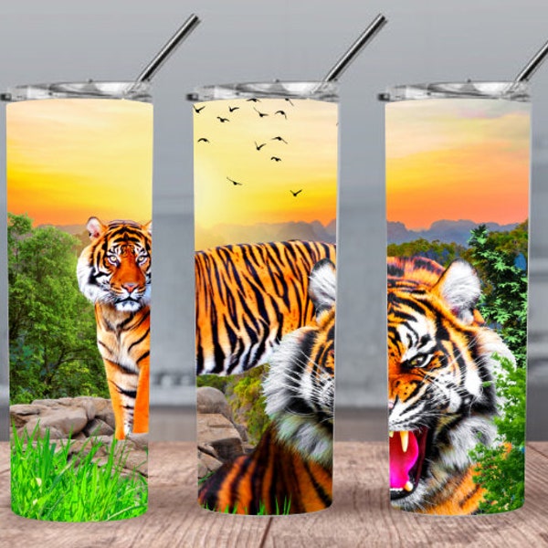 Tiger 300dpi 20oz STRAIGHT Skinny Tumbler Wrap/30oz Tumbler Sublimation/Digital 20oz 30oz Tumbler/Snow/Animal/Nature/Forest/Cat