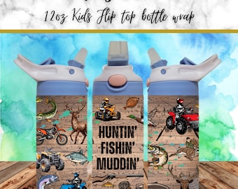 Digital Quad Bike 300dpi 12oz Kids Flip top Sippy cup Tumbler Wrap PNG /12oz Kids Sublimation/Digital 12oz Tumbler/Hunting/Fishing/Dirt bike