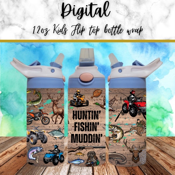 Digital Quad Bike 300dpi 12oz Kids Flip top Sippy cup Tumbler Wrap PNG /12oz Kids Sublimation/Digital 12oz Tumbler/Hunting/Fishing/Dirt bike