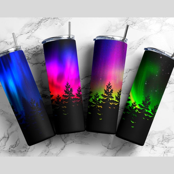 Northern Lights 300dpi 20oz STRAIGHT Skinny Tumbler Wrap/20oz Tumbler Sublimation/Digital 20oz Tumbler /Waterslides/Printable Vinyl