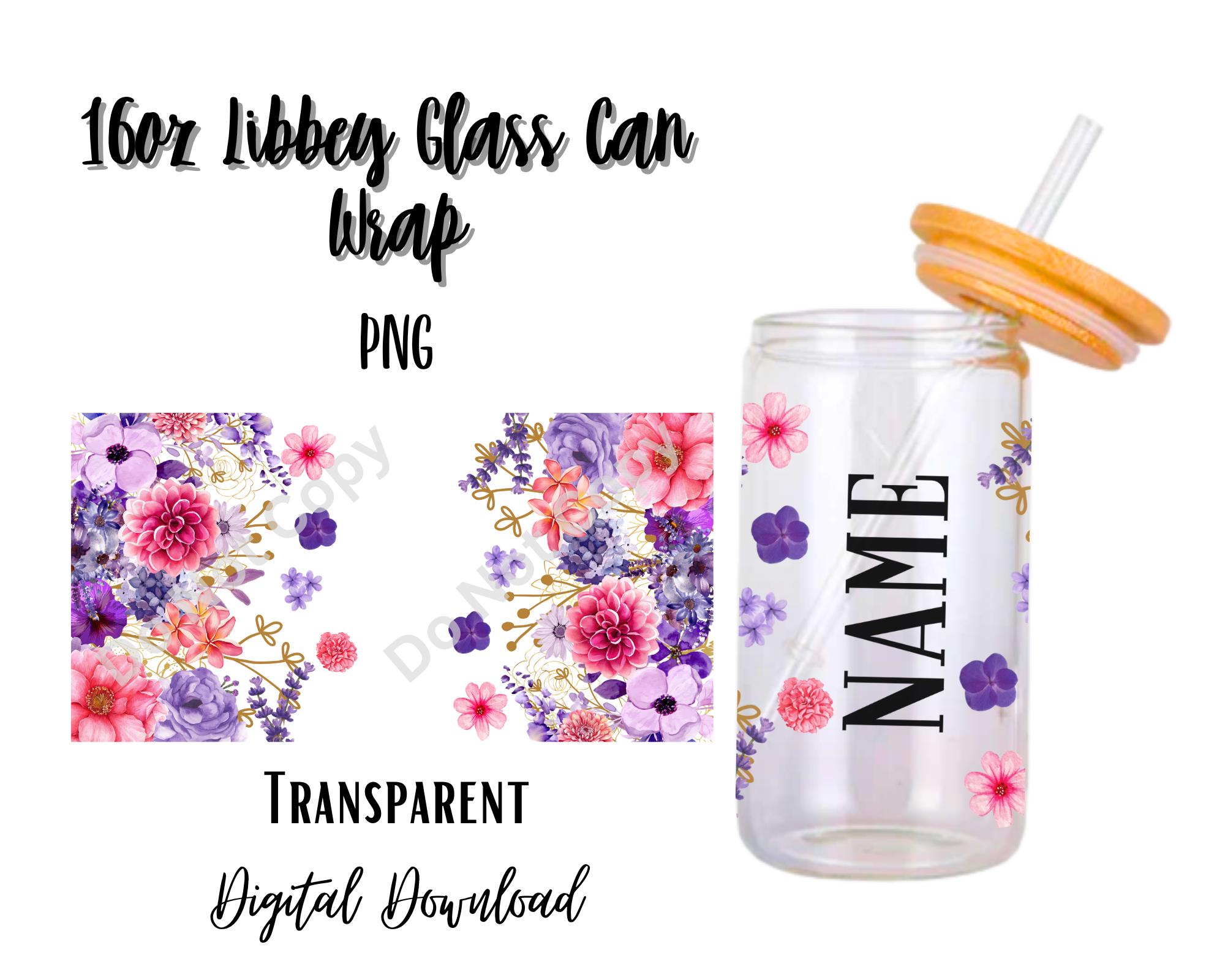 Digital Flowers 16oz Libbey Glass Can Tumbler Sublimation Design/design ...