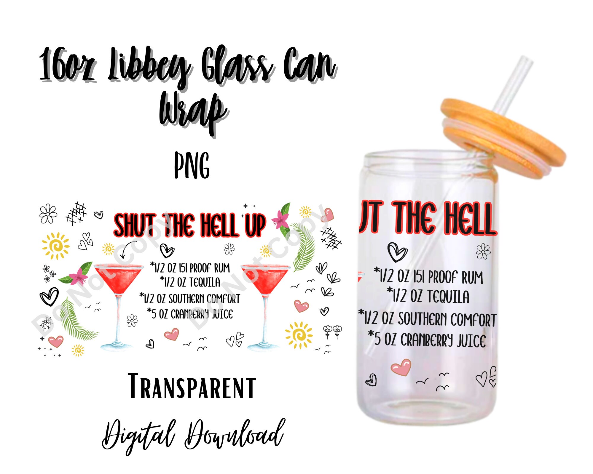Digital Drinking 16oz Libbey Glass Can Tumbler Sublimation Design - Design Digital Download PNG/Alcohol/Receipt/Cocktail/Drunk/Party