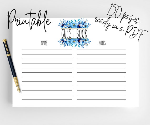 Anniversary Guest Book Printable Pages Guest Book Printable Etsy