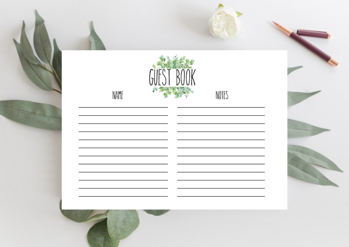 Printable Wedding Guest Book Pages/wedding Guest Book/guest - Etsy