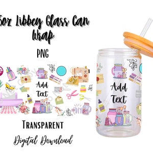 Digital Craft 16oz Libbey Glass Can Tumbler Sublimation Design - Design Digital Download PNG/Art/Hobby/Painting/Sowing/personalized/Add Text