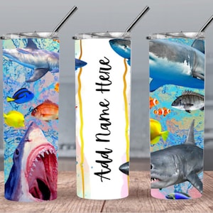 Sharks 300dpi 20oz STRAIGHT Skinny Tumbler Wrap/Animals 30oz Tumbler Sublimation/Digital 20oz Tumbler Personalized/Fish/Ocean/Sea/Beach