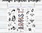 Digital Tattoo Artist 300dpi 20oz STRAIGHT Skinny Tumbler Wrap/30oz Tumbler Sublimation/Digital 20oz 30oz/Minimalist/Drawing/Art/