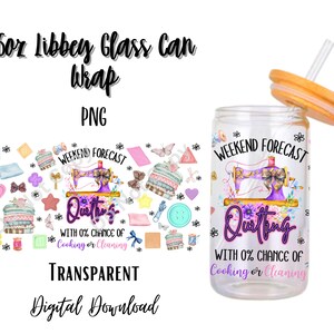 Digital Quilting 16oz Libbey Glass Can Tumbler Sublimation Design - Design Download PNG/Animal/Coffee/Crafts/Hobby/Material/Sowing/Weekend