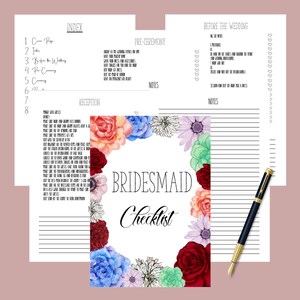 Bridesmaid Checklist/bridesmaid to Do List/printable Bridesmaid Wedding ...