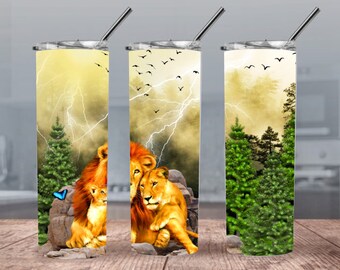 Lion 300dpi 20oz STRAIGHT Skinny Tumbler Wrap/30oz Tumbler Sublimation/Digital 20oz 30oz Tumbler/Nature/Jungle/Forest