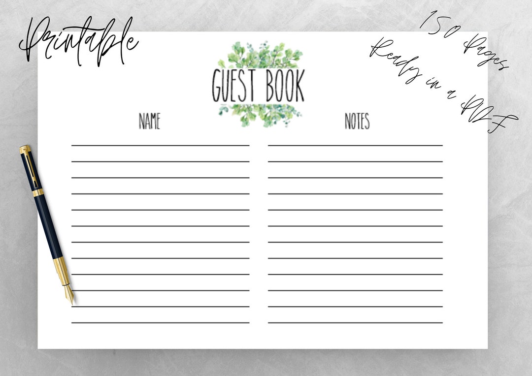 Printable Wedding Guest Book Pages/wedding Guest Book/guest Book ...