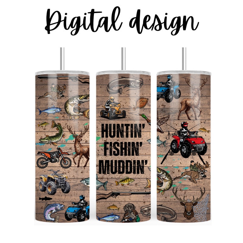 Hunting 300dpi 20oz STRAIGHT Skinny Tumbler Wrap/30oz Tumbler Sublimation/Digital 20oz Tumblr/Stag/Deer/Fishing/Fish/Bike/Quad/Mud/Dirt