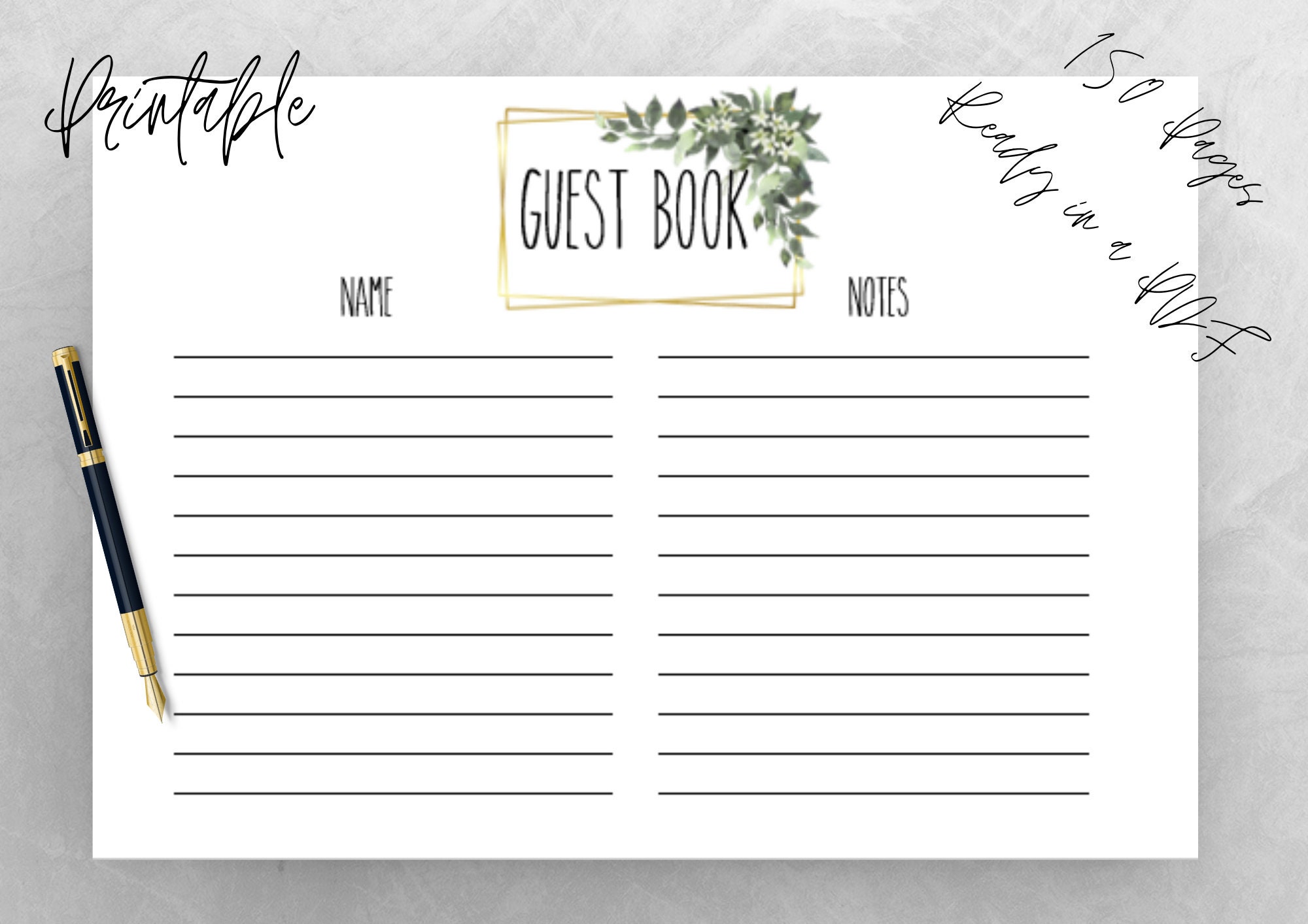 Printable Wedding Guest Book Pages/wedding Guest Book/guest Book Printable Template/instant Download/pdf File - Etsy printable-wedding-guest-book-pages-wedding-guest-book-guest-book-printable-template-instant-download-pdf-file-etsy